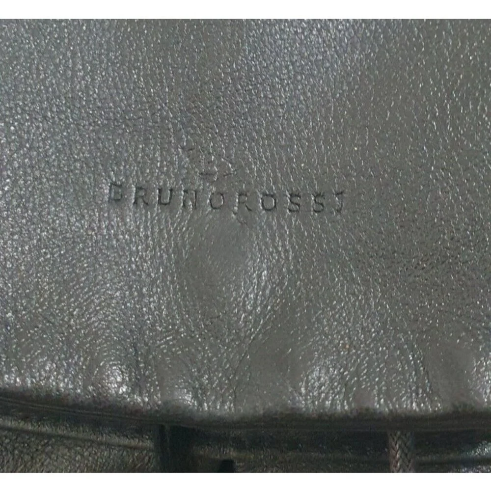 BRUNO ROSSI Black Leather Backpack Purse Bag